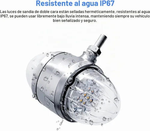 Vista 4 de 2 luces LED de doble función sandía de doble cara, lente transparente LED rojo ámbar con reflector, 3.5 pulgadas de doble cara redonda LED