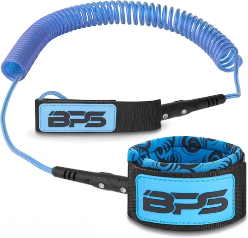 Vista 7 de BPS ‘Storm’ Premium 7.2mm Surfing Coiled Leash - Ankle Fit - Quick Release Tab - for Longboard Surfboard Stand-up Paddleboard