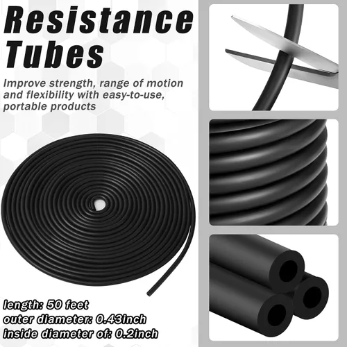 Vista 2 de 1 Rollo Tubos de Resistencia Tubo Elástico de Látex 50ft Bandas de Ejercicio Tubo de Ejercicio para Terapia Física, Pilates de Tren Inferior