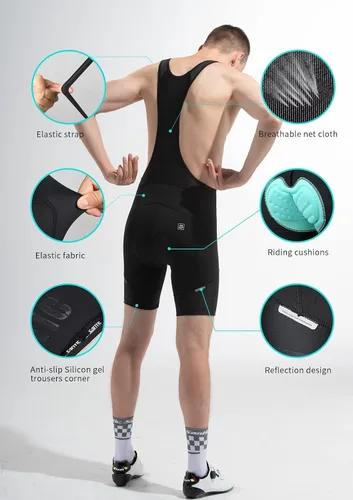 Vista 5 de Santic Pantalones cortos de ciclismo para hombre, acolchado 4D, transpirable, para ciclismo de carretera, ciclismo, ciclismo, ciclismo, gel de viaje