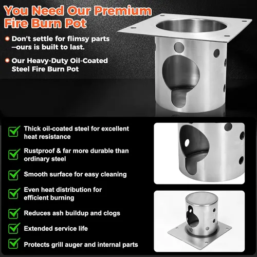Vista 2 de QuliMetal Piezas de repuesto para ollas de combustión para parrillas Pit Boss Pro 1150/1600, Pit Boss PB1150PS2, PB1150PS3, PB1600PS1, accesorios