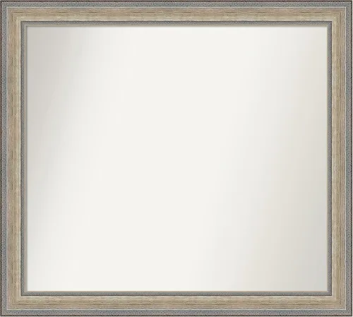 Vista 49 de Amanti Art Espejo de baño plateado para sobre el fregadero, 28 x 37 pulgadas, elegante espejo rectangular de peltre cepillado, marco de madera