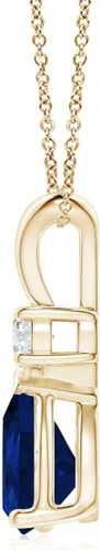 Vista 189 de Angara Colgante de lágrima de zafiro azul natural con diamante en plata/oro macizo de 14 quilates/platino Cumpleaños, compromiso, aniversario