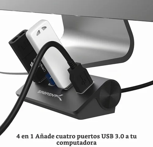 Vista 3 de SABRENT Concentrador de datos portátil de aluminio de 4 puertos USB 3.0 con cable USB 3.0 de 2.5 pies para iMac, MacBook, MacBook Pro, MacBook Air