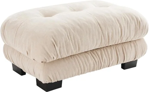 Vista 102 de Sofá modular de gran tamaño de 94 pulgadas, sofás seccionales grandes de color beige y blanco para sala de estar, juego de sofá de terciopelo, sofás