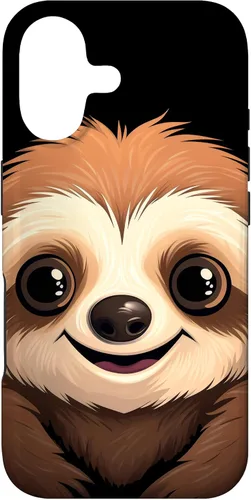 Vista 32 de Carcasa para iPhone 16 con cara de perezoso perezoso