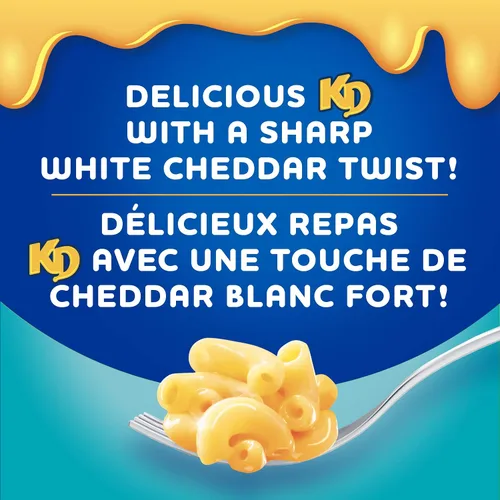 Vista 2 de Kraft Dinner Macarrones con queso cheddar blanco, caja de 7.05 oz