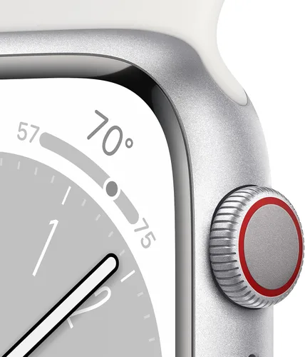 Vista 3 de [Usado] Apple Watch Series 8 [GPS + Cellular 41mm] Reloj inteligente con caja de aluminio plateado y correa deportiva blanca - S/M. Rastreador