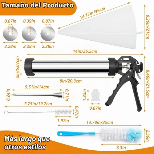 Vista 6 de 1+8PCS Churro Maker Kits, acero inoxidable Churro Maker Machine/ 3 piezas de flores/2 cepillos/bolsa de tuberías/boquilla de tubería/convertidor