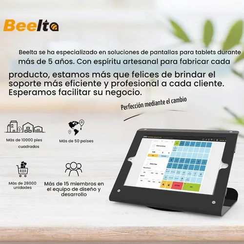Vista 3 de Tablet quiosco POS soporte compatible 10,2 "iPad 7 8 9 generación con base giratoria 360 Negro