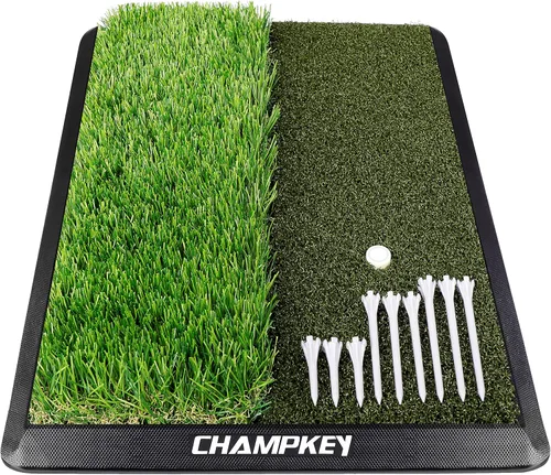 Vista 8 de CHAMPKEY Alfombrilla de Golf de Doble Césped Viene con 9 Tees de Golf y 1 Tee de Goma Alfombrilla de Práctica de Golf con Respaldo de Goma