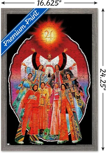 Vista 3 de Earth Wind & Fire - Póster de pared con banda, 22.4 pulgadas de largo x 14.7 pulgadas de ancho, versión enmarcada de madera de granero