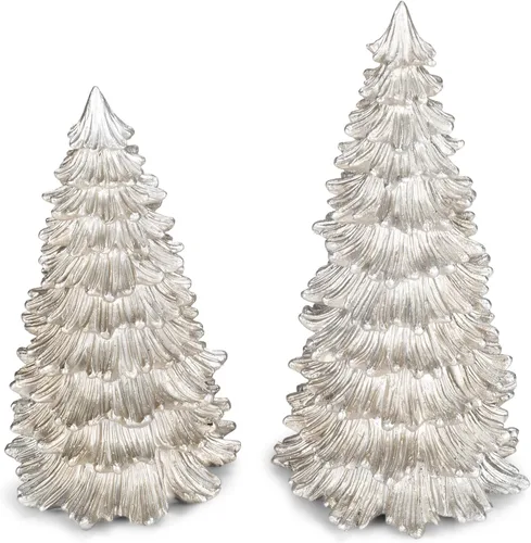 Vista 2 de RAZ Imports 2022 Cozy Christmas - Árbol plateado de 9.5 pulgadas, juego de 2