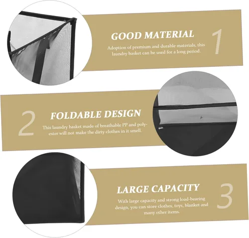 Vista 2 de Beaupretty Cesta plegable de malla para ropa sucia, diseño de mango resistente para el hogar al aire libre