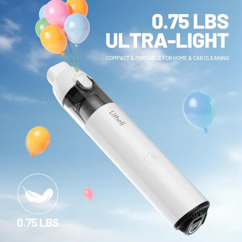 Vista 2 de LiTHELi Aspiradora de mano inalámbrica, potente succión de 10,000 Pa con batería U recargable, ultra ligero mini eliminador de polvo para automóvil