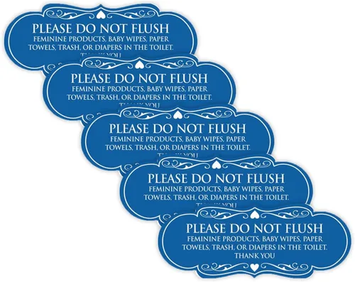 Vista 42 de Signs ByLITA Designer Please Do Not Flush Etiqutte Letrero (negro) - Pequeño 1 paquete
