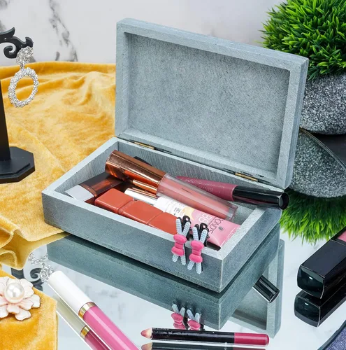 Vista 3 de Crocon Joyero hecho a mano, organizador decorativo de estilo real para joyas y maquillaje, elegante caja de baratijas, decoración de mesa, regalo