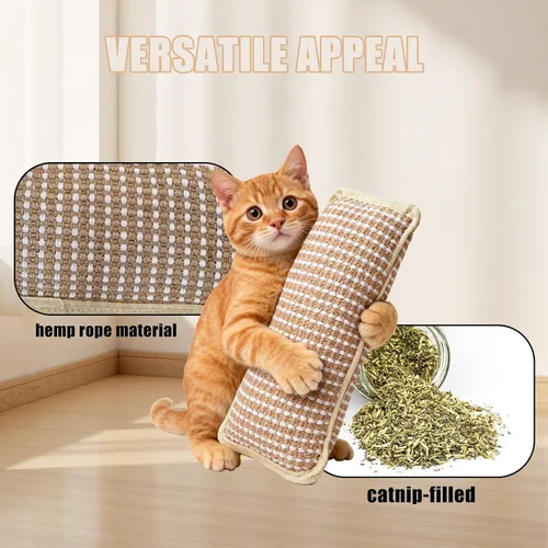 Vista 4 de Catnip Kicker Pillow for Cats, Interactive Sisal Pillow with 8000mg Organic Catnip for Indoor Cats & Kittens - Scratching, Chewing, Teething（2 Pack）