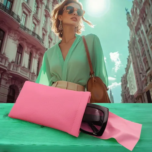 Vista 2 de Funda suave para gafas de sol Soporte grande para gafas - Bolsa para gafas con tapa apretable Bolsa para gafas ligera capas adicionales