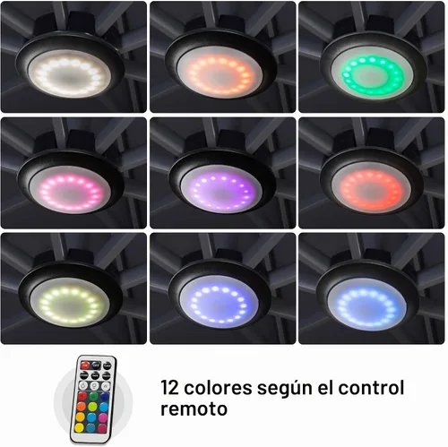 Vista 3 de PURPLE LEAF Luz de sombrilla de patio con control remoto