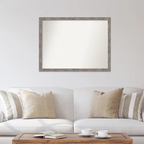 Vista 394 de Amanti Art Silver Bathroom Mirror for Over Sink, 26x35 Custom Made Marred Pewter Rectangle Vanity Mirror, Large Casual Wood Frame, Hangs Horizonally