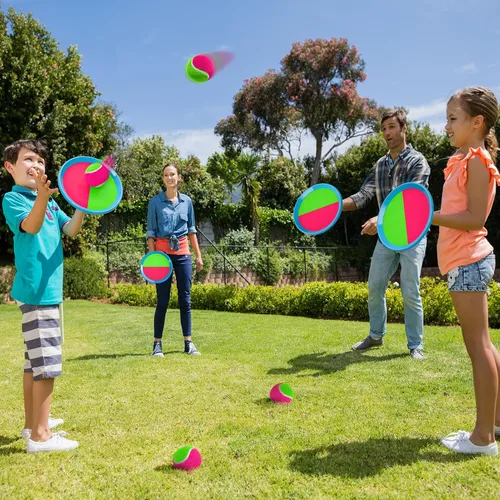 Vista 5 de Bennol Juego de Pelota para Lanzar y Atrapar Juguetes al Aire Libre para Niños con 2 Paletas, 2 Pelotas y una Bolsa de Almacenamiento, Juegos al