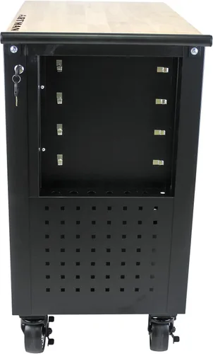 Vista 9 de Caja de herramientas con ruedas de 4 cajones, carrito de almacenamiento de herramientas con parte superior de madera, caja de herramientas