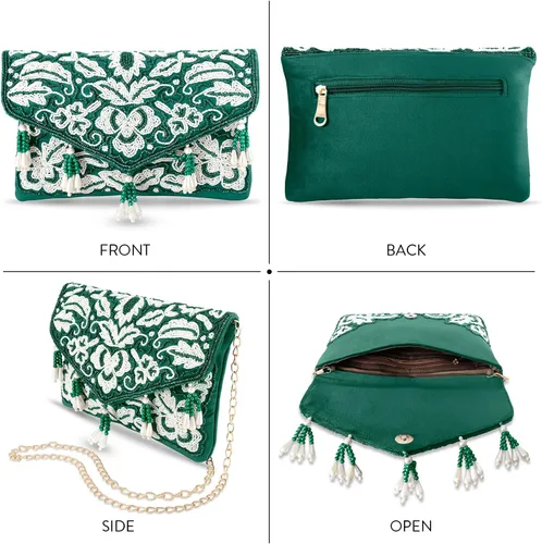 Vista 4 de Aheli Indian Potli Bags for Women Evening Bag Clutch Ethnic Bride Purse with Drawstring