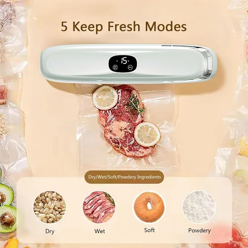 Vista 4 de Máquina selladora al vacío con bloqueo de frescura 5X, imprescindible para cocina portátil para Sous Vide, almacenamiento en congelador y diseño