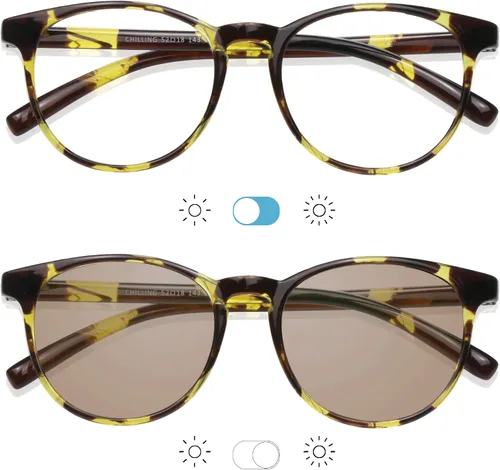Vista 4 de YEIN Lentes de bloqueo de luz azul, lentes de sol grises fotocromáticos, antifatiga ocular, lentes de lectura, lentes para mujeres/hombres, 01-1401