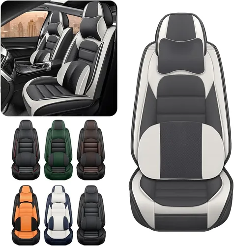 Vista 2 de Fundas de asiento de automóvil de lujo para Dodge Ram 1500 2004-2011, funda de asiento de piel sintética impermeable, suave, transpirable