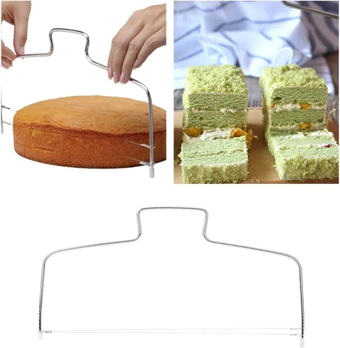 Vista 4 de Oumefar 2 unids en forma de arco cortador de pastel de alambre doble herramienta de rebanar pan para pastel de queso para restaurante