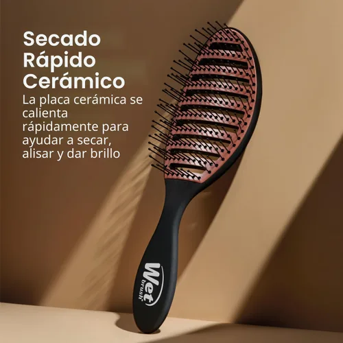 Vista 9 de Wet Brush - Cepillo de cerámica para desenredar en seco, color negro, cepillo ventilado para el cabello