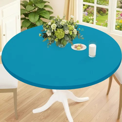 Vista 20 de Smiry Mantel Redondo de Spandex, Manteles Elásticos Ajustados Lavables para Mesas de 18"-24", Cubierta de Mesa de Pícnic Elástica Impermeable