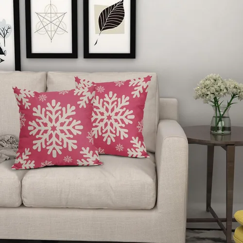 Vista 16 de Fundas de almohada decorativas de Navidad negras 40x40 cm con copos de nieve blancos de Navidad, juego de 2, temática rústica de invierno