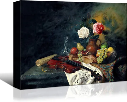 Vista 18 de Denozer - Arte de pared para cocina, lienzo, obras de arte de frutas, uvas, botellas de vino, alimentos, pintura en lienzo para comedor, decoración
