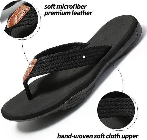 Vista 4 de MGGMOKAY Sandalias cómodas para hombre, con soporte de arco, sandalias casuales con correa en T para hombre, sandalias de verano para la playa