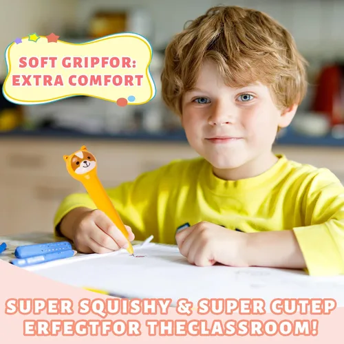 Vista 5 de Bolígrafos Kawaii Squishies 10pk - Bolígrafos de tinta gel de animales divertidos - Rellenos de calcetines para niñas, juego de bolígrafos bonitos