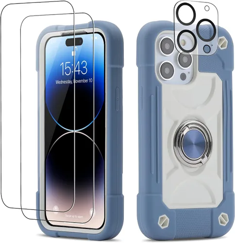 Vista 72 de Funda para iPhone Se3/iPhone Se2, iPhone 6/6S, iPhone 7/iPhone 8 de 4.7 pulgadas con soporte de anillo, con 2 protectores de pantalla resistentes