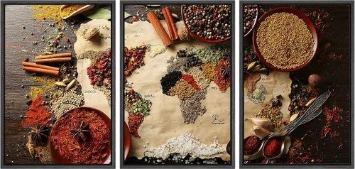 Vista 48 de wall26 Lienzo enmarcado para pared, juego de arte de hierbas, verduras y condimentos en madera, alimentos, fotografía cultural, realismo, paisaje