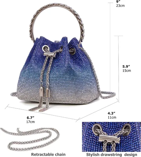 Vista 2 de Sweetovo Bolso de mano brillante con diamantes de imitación para mujer, bolso cruzado para noche, boda, fiesta, baile de graduación