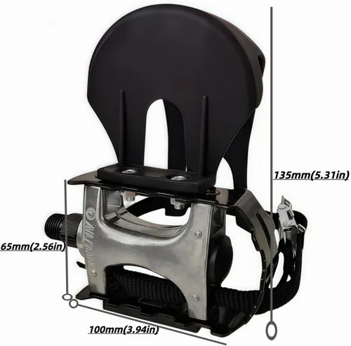 Vista 3 de YBEKI Pedales de bicicleta de spinning de grado profesional con clips para los dedos y correas ajustables 4D - Eje de aleación de 9/16
