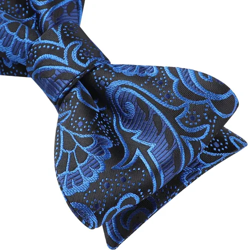 Vista 124 de HISDERN Pajaritas para hombre, corbatín de cachemira para hombre, corbata de lazo y bolsillo cuadrado, juego formal de esmoquin para boda