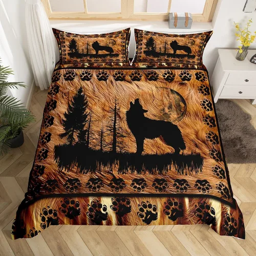 Vista 23 de Juego de ropa de cama de piel de vaca para niños y niñas, funda de edredón con estampado de estrellas de piel de vaca occidental, funda de edredón