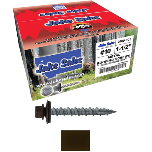 Vista 66 de 10 tornillos para techos de metal gris ABC de 1-1/2 pulgadas, cabezal de arandela hexagonal, arranque automático/roscado, arandela EPDM. 1 bolsa