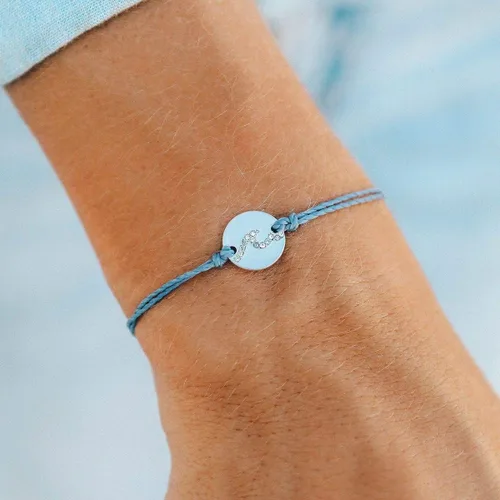 Vista 2 de Pura Vida Pulsera de plata o oro rosa con forma de onda, 100 % impermeable, correa ajustable, no conocido