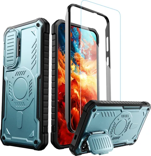 Vista 9 de ExoGuard Funda para Samsung Galaxy S24 con protector de pantalla, funda protectora de goma de cuerpo completo con cubierta de cámara y función atril
