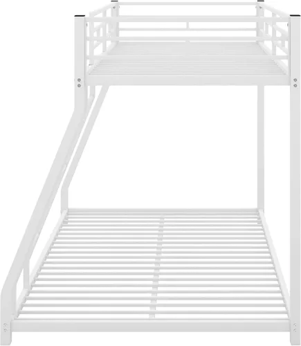 Vista 8 de Harper & Bright Designs Litera de metal individual sobre matrimonial con escalera, marco de cama resistente con rieles de protección de seguridad