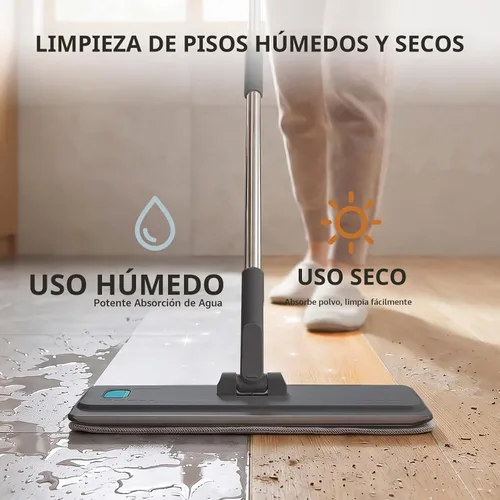 Vista 7 de Midyb Sistema de cubo de fregona plana, fregona húmeda y seca para limpieza Mango de acero inoxidable de 54 pulgadas, 4 almohadillas de microfibra