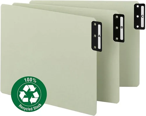 Vista 3 de Smead 61676 - Guías de archivos 100% recicladas, pestañas metálicas verticales (A-Z), tamaño carta extra ancha, grisverde, juego de 25